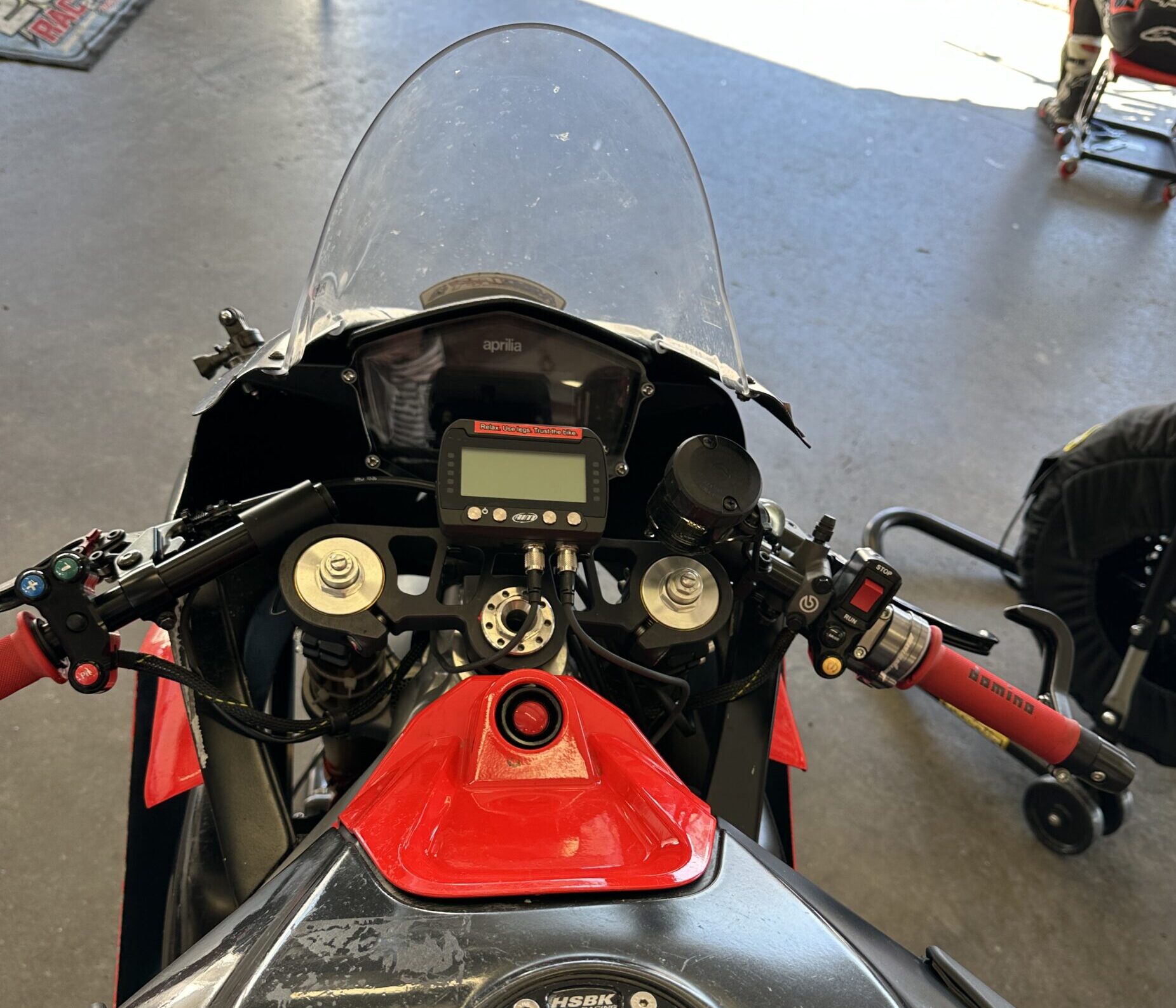 AiM Solo 2 DL installed on Aprilia RS660 